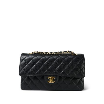 Black Caviar Quilted Medium Classic Flap GHW