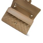22A Dark Beige Caviar Quilted Medium Classic Flap Light Gold Hardware - Image 4
