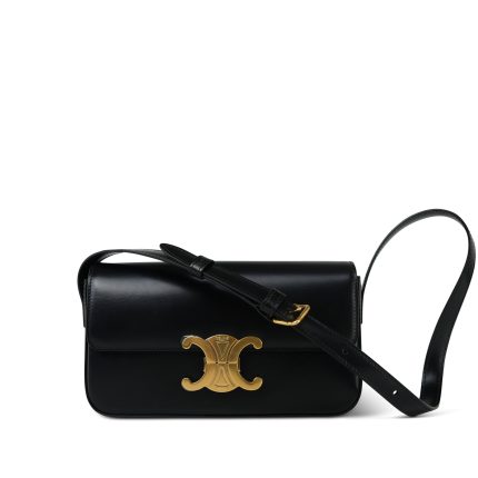 Celine Black Shiny Calfskin Claude Shoulder Bag