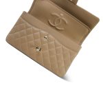 22A Dark Beige Caviar Quilted Medium Classic Flap Light Gold Hardware - Image 5