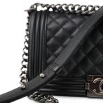 Black Caviar Quilted Old Medium Boy Bag Ruthenium Hardware - Image 16