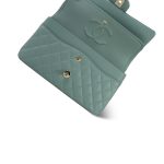 22C Dark Green Caviar Quilted Classic Flap Medium Light Gold Hardware - Image 12