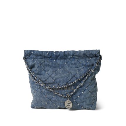 24S Washed Denim Quilted Small 22 Hobo Bag