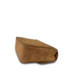 Brown Suede Chevron Quilted Square Single Flap Aged Gold Hardware - Image 8