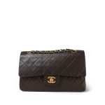 Brown Lambskin Quilted Classic Flap Medium Gold Hardware