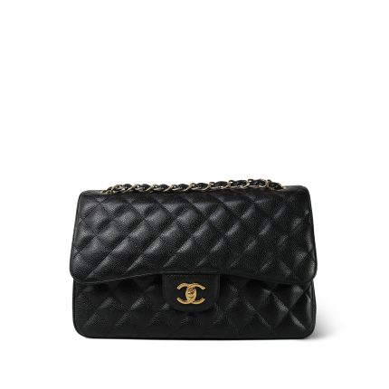 Black Caviar Quilted Classic Flap Jumbo Gold Hardware