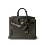 Birkin 25 Vert De Gris Togo Palladium Plated Y Stamp - Image 12