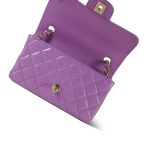 20C Purple Patent Quilted Mini Rectangular Flap Light Gold Hardware - Image 12