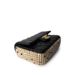 Black Lambskin Quilted Mini River of Pearls Flap Bag Aged Gold Hardware - Image 7