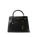 Kelly Sellier 28 Black Box Calfskin Gold Plated (H) Stamp