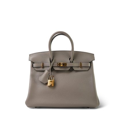 Birkin 25 Gris Asphalte Taurillon Novillo Gold Plated Y Stamp
