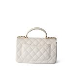 21S Ivory Caviar Quilted Mini Top Handle Antique Gold Hardware - Image 3