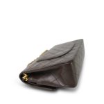 Brown Lambskin Quilted Classic Flap Medium Gold Hardware - Image 9