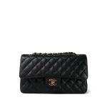 Black Caviar Quilted Double Flap Medium Gold Hardware - Image 3