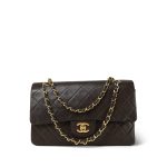 Brown Lambskin Quilted Classic Flap Medium Gold Hardware - Image 10