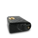 Black Lambskin Quilted Full Flap Medium CC Bag Gold Hardware - Image 8