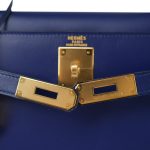 Kelly Sellier 28 Bleu Saphir Box Calfskin Gold Plated Y Circle Stamp - Image 20