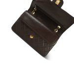 Brown Lambskin Quilted Classic Flap Medium Gold Hardware - Image 11