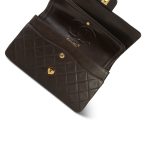 Brown Lambskin Quilted Classic Flap Medium Gold Hardware - Image 13