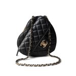 22S CC In Love Black Lambskin Quilted Large Heart Bag LGHW - Image 2