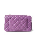 20C Purple Patent Quilted Mini Rectangular Flap Light Gold Hardware - Image 5