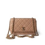 Beige Lambskin Quilted Trendy CC Wallet On Chain LGHW - Image 2