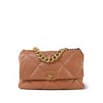 21P Caramel Lambskin Quilted Large 19 Flap MHW