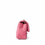 22S Pink Lambskin Quilted Mini Rectangular Pearl Crush Antique Gold Hardware - Image 6