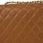 Tan Lambskin Quilted Half Moon Flap Gold Hardware - Image 5