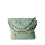 23P Light Green Calfskin Quilted 22 Hobo Bag Small