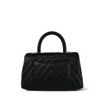 19K Black Caviar Chevron Quilted Small Coco Handle Ruthenium Hardware - Image 12