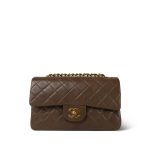 Brown Lambskin Quilted Classic Flap Small Gold Hardware