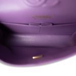 22P Purple Lambskin Quilted Classic Flap Small LGHW - Image 10