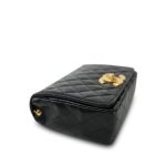 Black Lambskin Quilted Full Flap Medium CC Bag Gold Hardware - Image 9