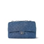 20B Blue Denim Quilted CC Single Flap Jumbo SHW