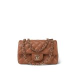 22S Caramel Lambskin Quilted Rectangular Mini Light Gold Hardware - Image 13