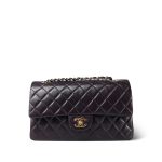 Plum Lambskin Quilted Classic Flap Medium Light Gold Hardware