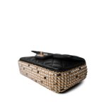 Black Lambskin Quilted Mini River of Pearls Flap Bag Aged Gold Hardware - Image 6