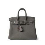 SOLD Birkin 25 Etain Togo Palladium Plated U Stamp