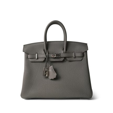 SOLD Birkin 25 Etain Togo Palladium Plated U Stamp
