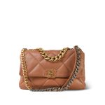 21P Caramel Lambskin Quilted Large 19 Flap MHW - Image 12