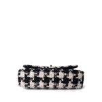 20S Black White Ecru Houndstooth Tweed Quilted Classic Flap Medium Light Gold Hardware - Image 5