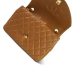 Tan Lambskin Quilted Half Moon Flap Gold Hardware - Image 15