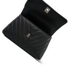 19K Black Caviar Chevron Quilted Small Coco Handle Ruthenium Hardware - Image 14