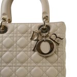 Powder Beige Lambskin Cannage Lady Dior Medium Light Gold Hardware - Image 3