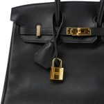 Birkin 25 Black/ Noir Swift Gold Plated A Stamp - Image 3