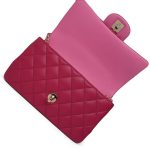 23P Dark Pink/Light Pink Lambskin Quilted Mini Top Handle LGHW - Image 11