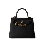 Kelly Sellier 25 Noir Veau Epsom Leather Gold Plated Hardware Y Stamp - Image 5