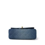 24S Blue Denim Quilted Mini Rectangular Flap Aged Gold Hardware - Image 5
