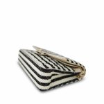Ivory/Black Striped Coco Sailor Pearl Classic Flap Medium LGHW - Image 11